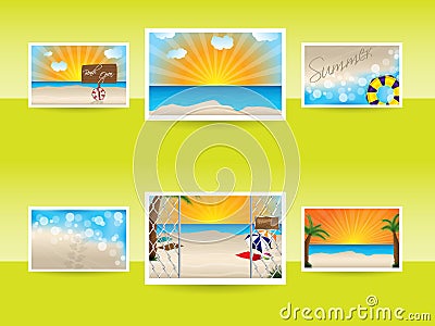 Summer memories with various photos Vector Illustration