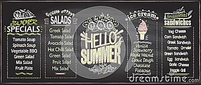 Summer menu chalkboard design concept Vector Illustration