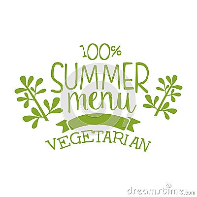 Summer menu green label, vector illustration Vector Illustration