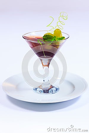 Summer menu.Jelly dessert with grapes Stock Photo