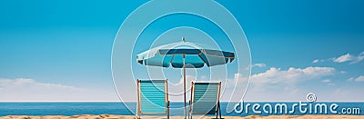 Summer mood, sunbed vacation, lounge chairs, Deck chairs beach, Stock Photo