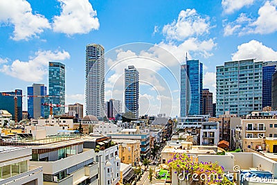 Summer morning. Tel Aviv - the most expensive city Editorial Stock Photo