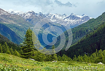 Summer mountain cloudy landscape (Switzerland) Stock Photo