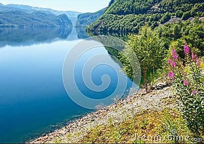 Summer mountain lake Suldalsvatn (Norway) Stock Photo