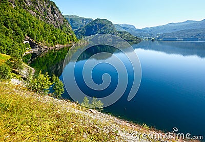 Summer mountain lake Suldalsvatn (Norway) Stock Photo