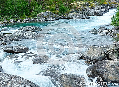 Summer mountain river waterfalls (Norge) Stock Photo