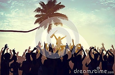 Summer Music Festival Beach Party Performer Excitement Concept Stock Photo