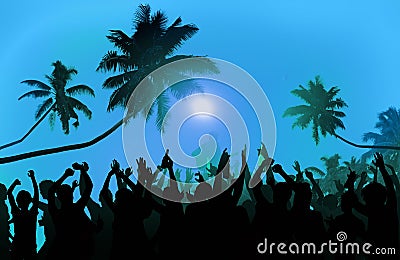 Summer Music Festival Beach Party Performer Excitement Concept Stock Photo