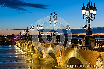 Summer night in Bordeaux Stock Photo