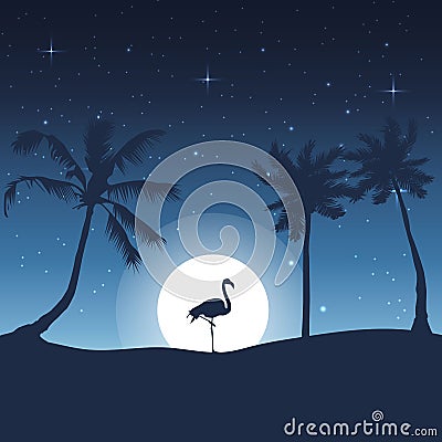 Summer night flamingo Stock Photo