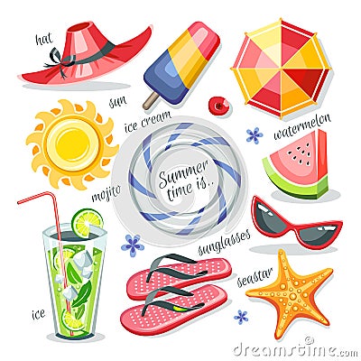 Summer objects collection Vector Illustration