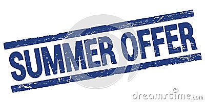 SUMMER OFFER text on blue rectangle stamp sign Stock Photo