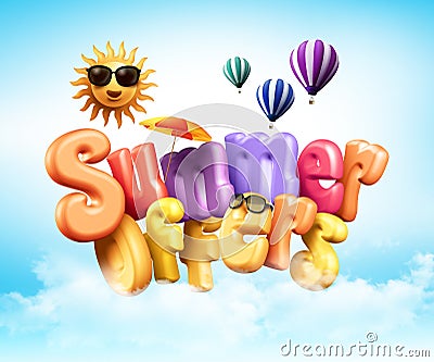 Summer Offers Poster Design Illustration in 3D Rendered Graphics Stock Photo