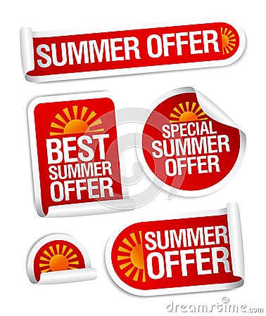 Summer offers stickers. Vector Illustration