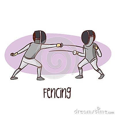 Summer Olympic Sports. Fencing Vector Illustration