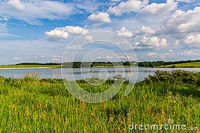 Summer in Omaha, East side levy and Southern shore of the lake at Ed Zorinsky Lake Park Omaha NE Stock Photo