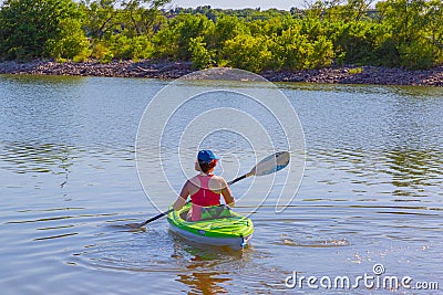 Summer in Omaha, Kayaks on the lake at Ed Zorinsky lake park, Omaha, Nebraska, USA Editorial Stock Photo