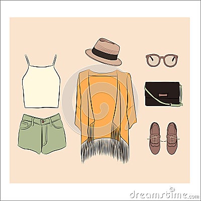 Summer outfit set. Stock Photo