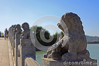 The Summer Palace stone lions Stock Photo