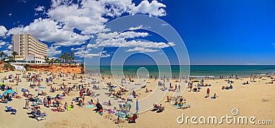 Summer panorama with beach and sea Editorial Stock Photo