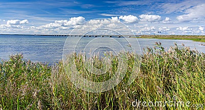 Summer panorama for bridge to Oland island Stock Photo