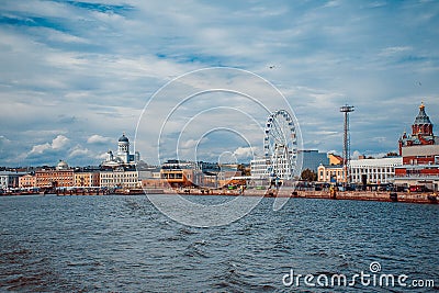 Summer panorama of Helsinki from water side, Editorial Stock Photo