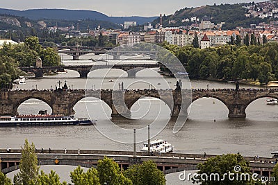 Summer panorama of Prague Editorial Stock Photo