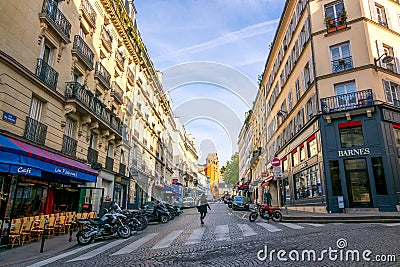 Summer Paris Street in the Montmartre District Editorial Stock Photo