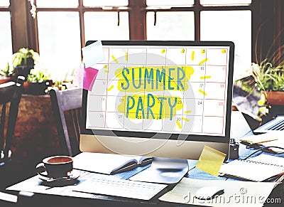 Summer Party Celebration Summertime Beach Concept Stock Photo