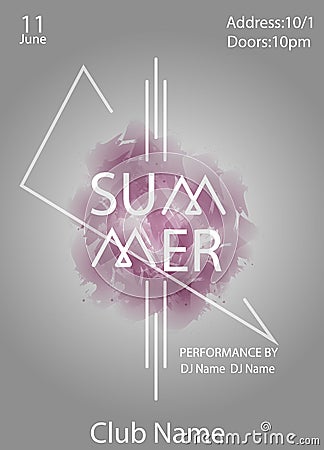 Summer party.Poster template.Vector illustration Stock Photo