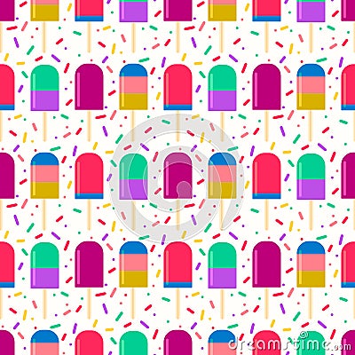 fruity popsicle on a confetti sprinkles background Vector Illustration