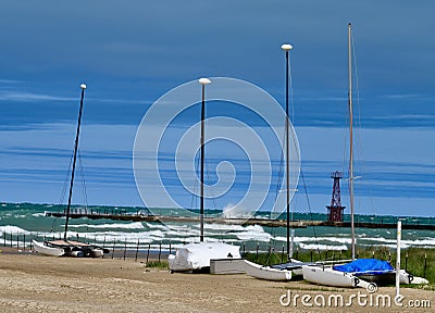 Hobie Cats Parked Stock Photo