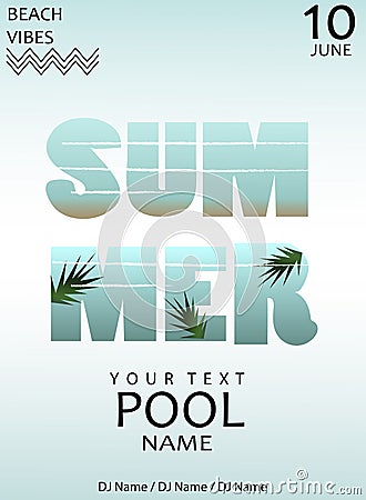 Summer pool party.Poster template.Vector illustration Vector Illustration