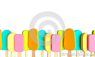 Summer poster colorful ice cream. 3d rendering Stock Photo