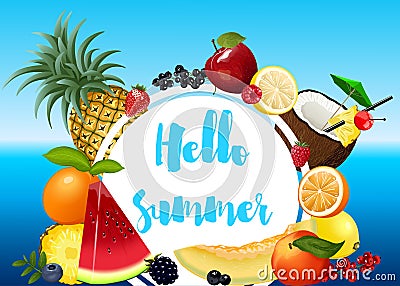 Summer poster with fruits Vector Illustration