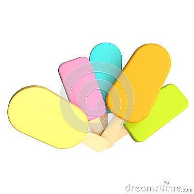 Group colorful ice cream. 3d rendering Stock Photo