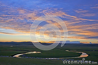 Summer prairies sunset glow Stock Photo