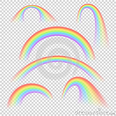 Summer realistic rainbow arches isolated vector set Vector Illustration