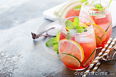 Summer refreshing cocktails with watermelon Stock Photo
