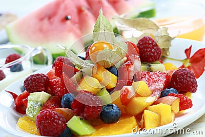 Summer refreshment - fruit salad Stock Photo