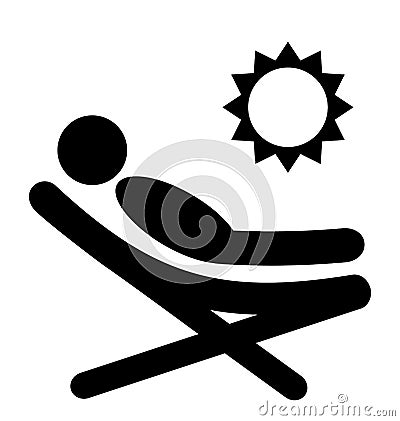 Summer Relax Sunbathing Pictograms Flat People Icons on Vector Illustration