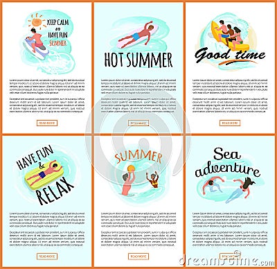 Summer Relaxation and Good Time People by Seaside Vector Illustration