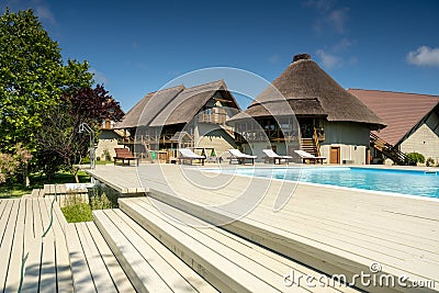 Summer resort in Danube Delta, ecotourism in Romania Stock Photo