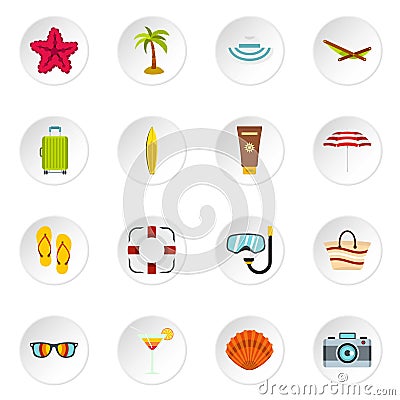 Summer rest set flat icons Vector Illustration