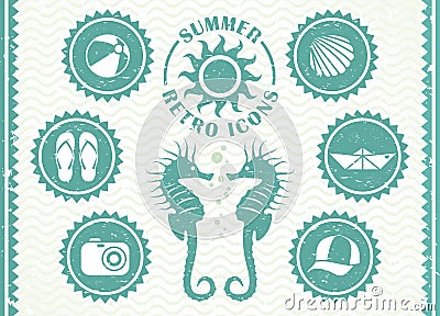Summer retro icons Vector Illustration