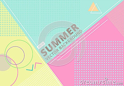 summer with retro style texture pastel color, pattern and geometric elements. Abstract design card perfect for Vector Illustration