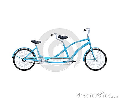 Summer retro tandem bicycle vehicle for transportation, city family bicycles. Vector Illustration