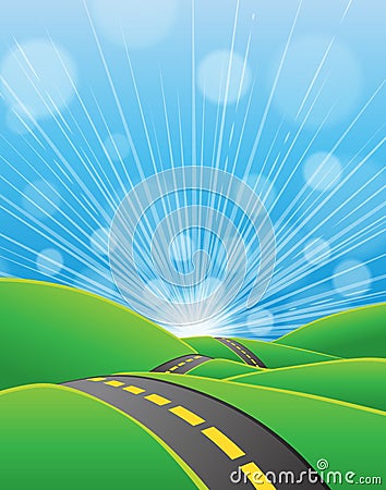 Summer Road Background Vector Illustration