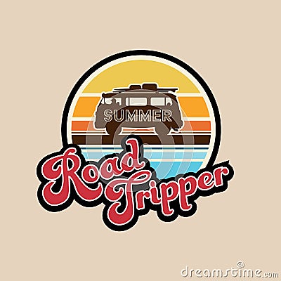 Summer road tripper slogan, typography, tee shirt graphic, printed design. Stock Photo