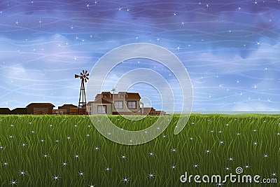 Summer rural landscape Vector Illustration